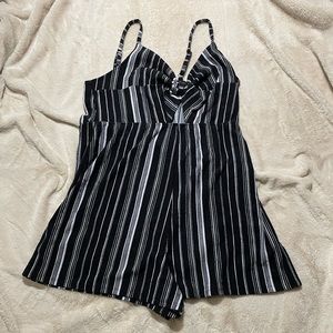 Striped cutout romper